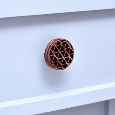 Round Wooden Dresser Knob in Black and Brown Finish